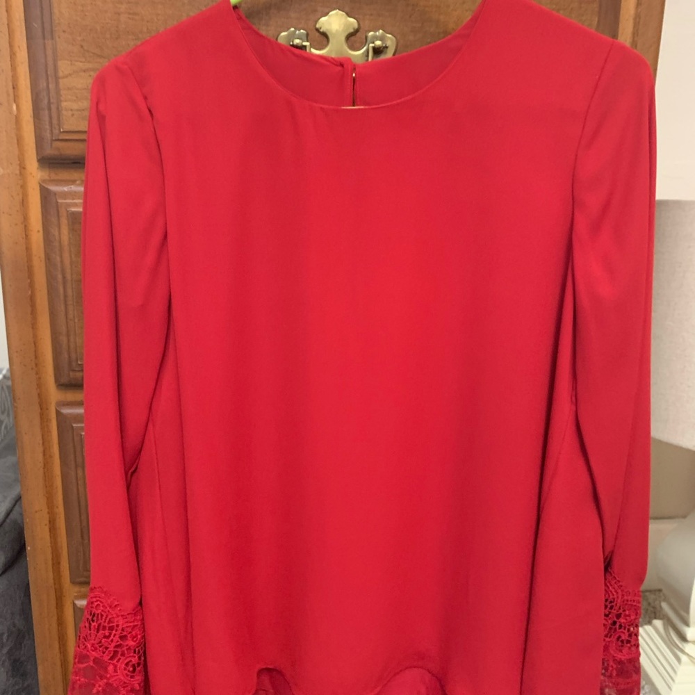 Zac and Rachel ruby red lace sleeve top